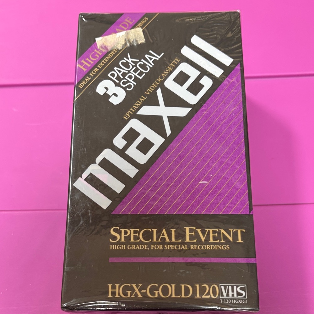 New Maxell high grade Special Event VHS Tape 3-Pack 80s party Photo Booth prop